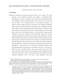 SOCIAL DISCRIMINATION IN INDIA: A CASE FOR ECONOMIC