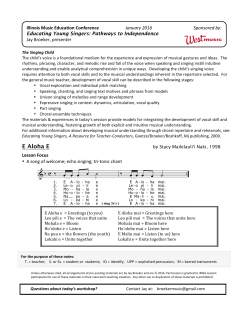 Educating Young Singers: Pathways to Independence