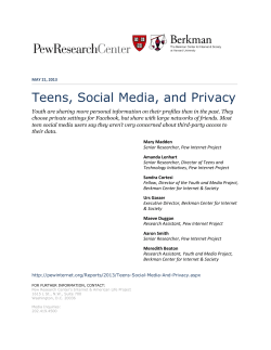 Teens, Social Media, and Privacy