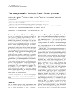Fine root dynamics in a developing Populus deltoides plantation