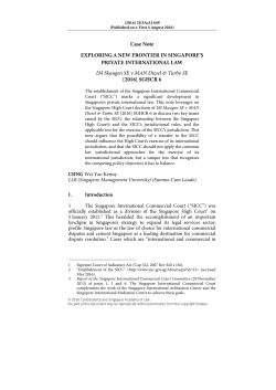 Case Note EXPLORING A NEW FRONTIER IN SINGAPORE`S