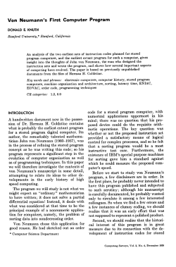 Von Neumann`s First Computer Program DONALD E. KNUTH