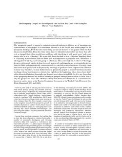 prosperity gospel - International Open and Distance Learning Journal