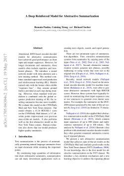 A Deep Reinforced Model for Abstractive Summarization