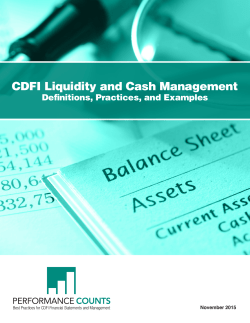 CDFI Liquidity and Cash Management: Definitions, Practices, and