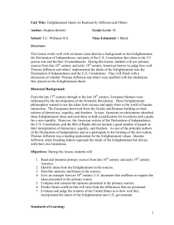 1 Unit Title: Enlightenment Ideals As Realized by Jefferson and
