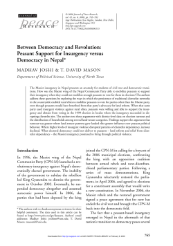 Peasant Support for Insurgency versus Democracy in Nepal