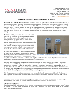 Saint Jean Carbon Produce Single Layer Graphene
