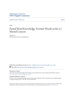 Partial Word Knowledge: Frontier Words in the L2 Mental Lexicon
