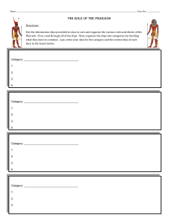 THE ROLE Of THE PHARAOH