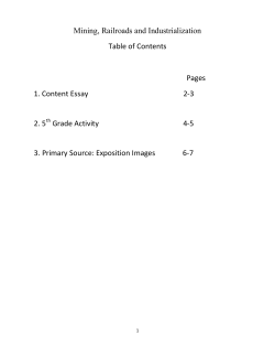 Mining, Railroads and Industrialization Table of Contents Pages 1
