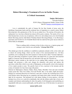 Robert Browning`s Treatment of Love in Earlier Poems