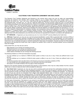 electronic fund transfers agreement and disclosure