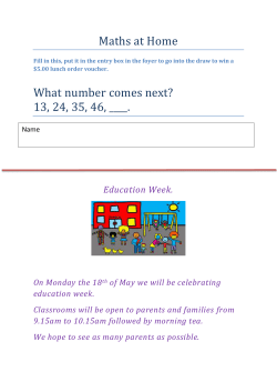 Maths at Home What number comes next? 13, 24, 35, 46, ____.