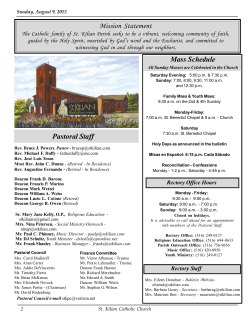 Pastoral Staff Mass Schedule Mission Statement