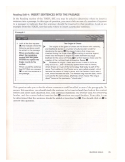 Reading Skill 4: INSERT SENTENCES INTO THE - B