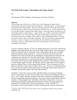 The Will of the People: Citizenship in the Osage Nation1