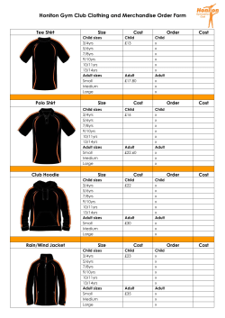 Honiton Gym Club Order Form - 2016