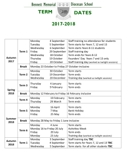 term dates 2017-2018 - Bennett Memorial Diocesan School