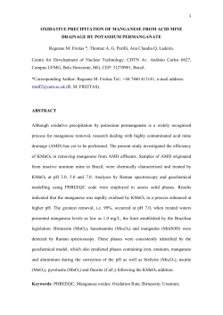 OXIDATIVE PRECIPITATION OF MANGANESE FROM
