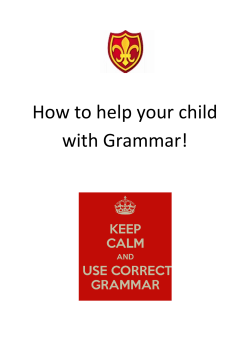 Grammar -Parent support booklet &ndash; Year 2