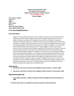 Carleton University Winter 2015 CLCV 2104B/RELI 2737B Roman