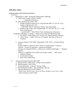 Schachel 1 AML 2011&mdash;Notes. American History and American