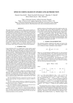 Speech Coding Based on Sparse Linear Prediction