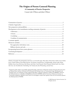 The Origins of Person-Centered Planning