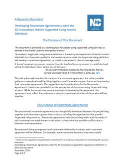 A Resource Document Developing Roommate Agreements under