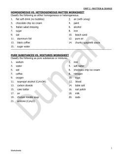 HOMOGENEOUS VS. HETEROGENEOUS MATTER WORKSHEET