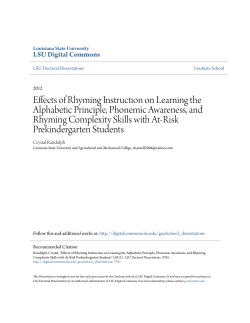 Effects of Rhyming Instruction on Learning the Alphabetic Principle