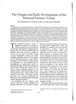 The Origins and Early Development of the National Farmers` Union