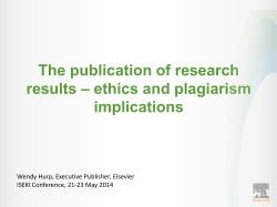 The publication of research results &ndash; ethics and plagiarism