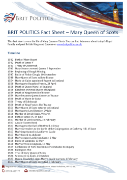 BRIT POLITICS Fact Sheet &ndash; Mary Queen of Scots