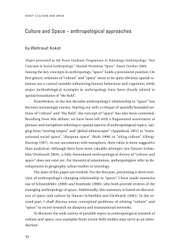 Culture and Space &ndash; anthropological approaches