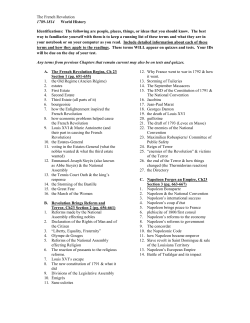 The French Revolution 1789-1814 World History Identifications: The
