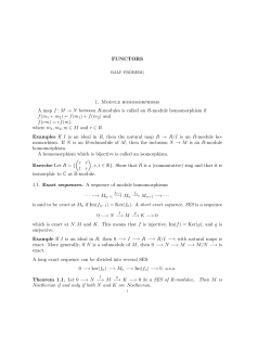 FUNCTORS 1. Module homomorphisms A map f : M &rarr; N between R