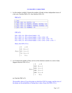 CS 3341 HW # 3 SOLUTION 1. Let the random variable X denote