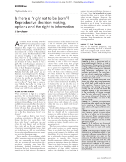 Is there a &ldquo;right not to be born&rdquo;?