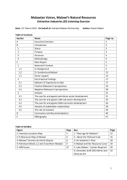 Malawian Voices, Malawi`s Natural Resources