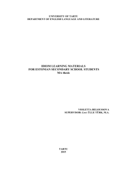 IDIOM LEARNING MATERIALS FOR ESTONIAN