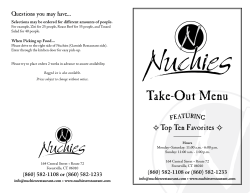 Take-Out Menu - Nuchie`s Restaurant