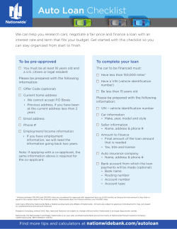Auto Loan Checklist