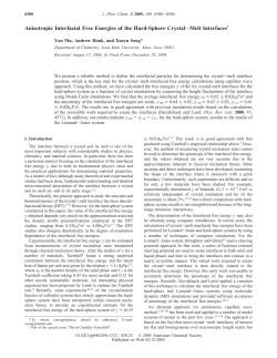 Anisotropic Interfacial Free Energies of the Hard