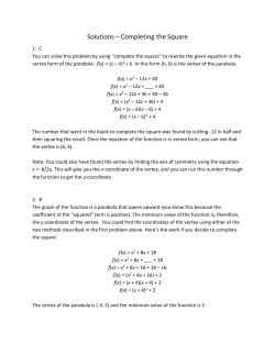 Complete the Square Solutions