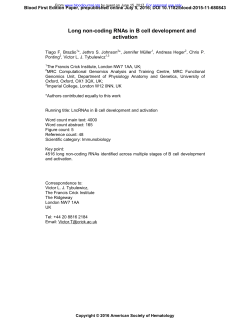 Long non-coding RNAs in B cell development and