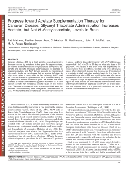 Progress toward Acetate Supplementation Therapy for Canavan