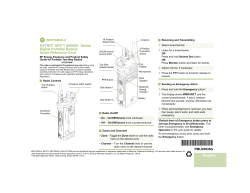 Quick Start Guide,APX 6000XE M1 Quick Reference Card