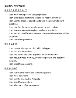 Quarter 1 Final Topics Unit 1
